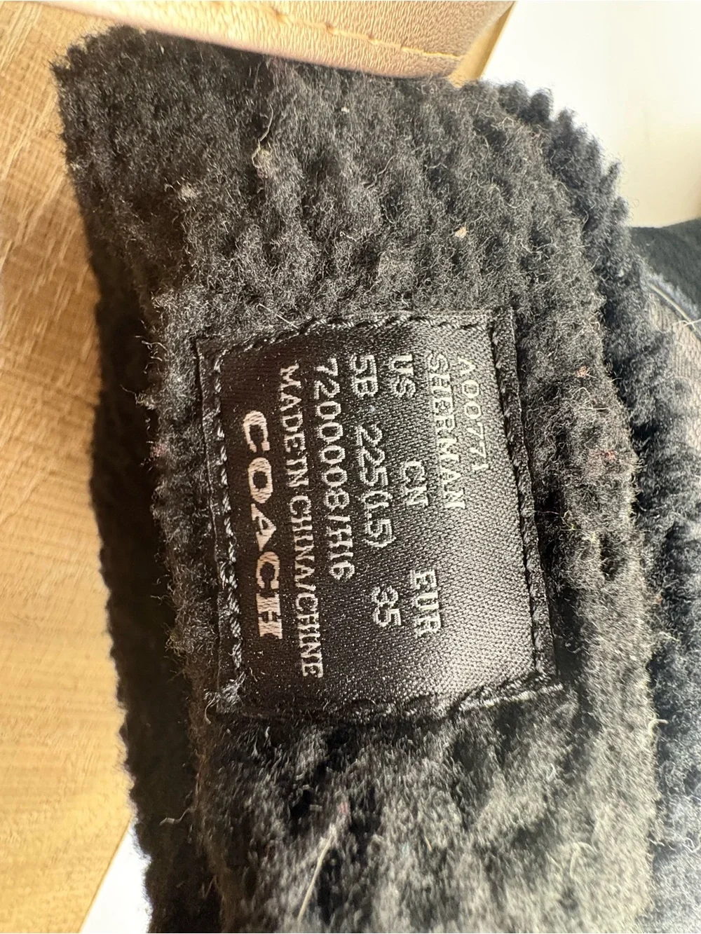 Coach Black Faux Shearling Lined Boot Interior
